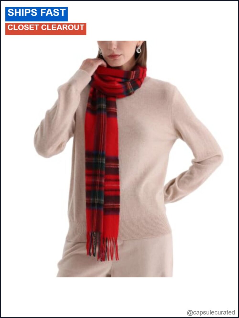 100% Pure Cashmere Scarf for Women Men, Warm Winter Wrap - One Size